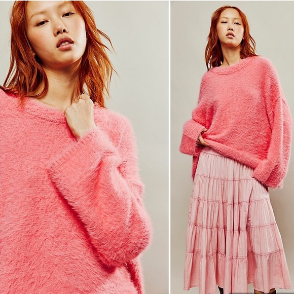 Free people Harrison Bunny Crew in pink size Large - Picture 4 of 8